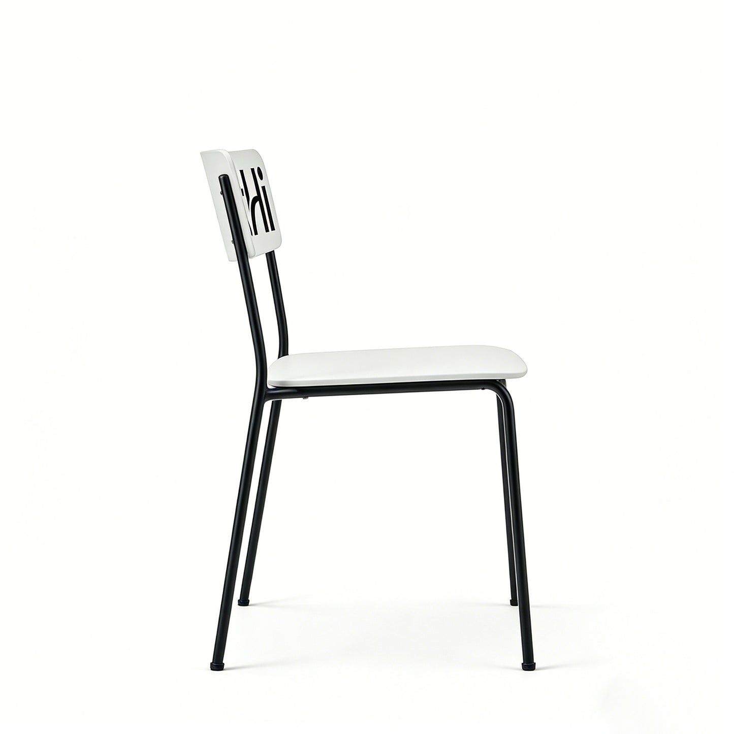 AnthHi Minimalist Black & White Metal Frame Dining Chair with Backrest, Stackable Side Chair for Home, Restaurant, Study & Office, Wear-Resistant & Non-Slip