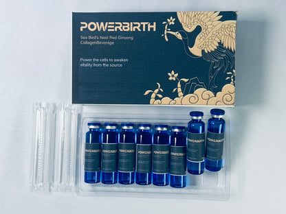 POWERBIRTH Nutritional supplement in the nature of a nutrient-dense, protein-based drink mix Bird's Nest Extract, Fucoidan Extract, CoQ10, and Vitamins