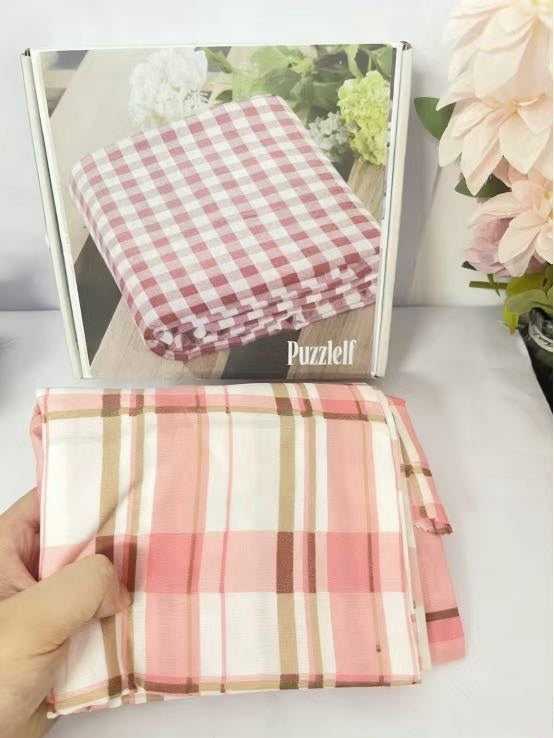 Puzzlelf  Red Gingham Queen Bedsheets, Soft Brushed Microfiber Plaid Queen Bed Sheets