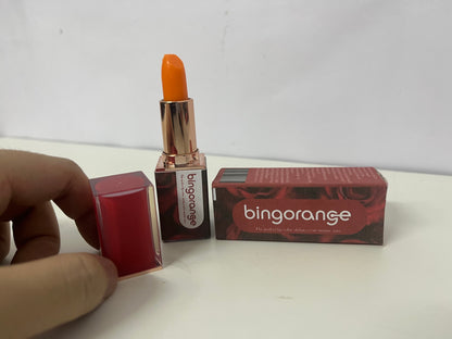 [bingorange Lipstick]——Hydrating Color Changing Lipstick, Long-Lasting Non-Sticky Lip Balm with Rose Gold Case