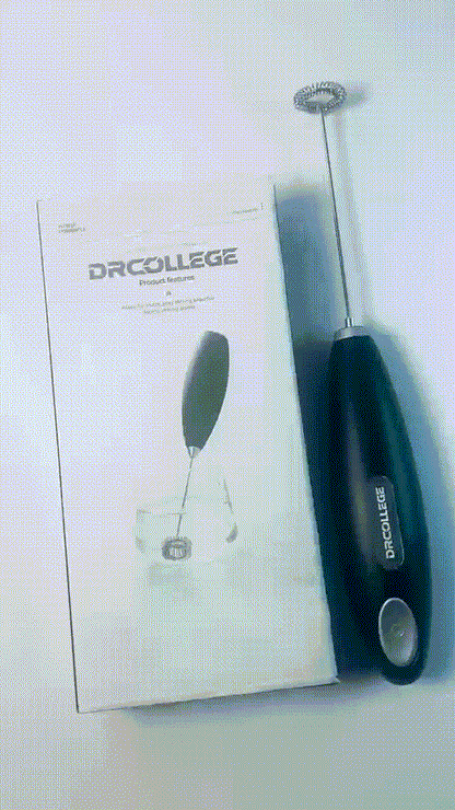 DRCOLLEGE Black Handheld Milk Frother Wand for Coffee, Rechargeable Electric Whisk with 3 Heads 3 Speeds Drink Mixer Coffee Frother For Latte, Cappuccino, Hot Chocolate, Egg
