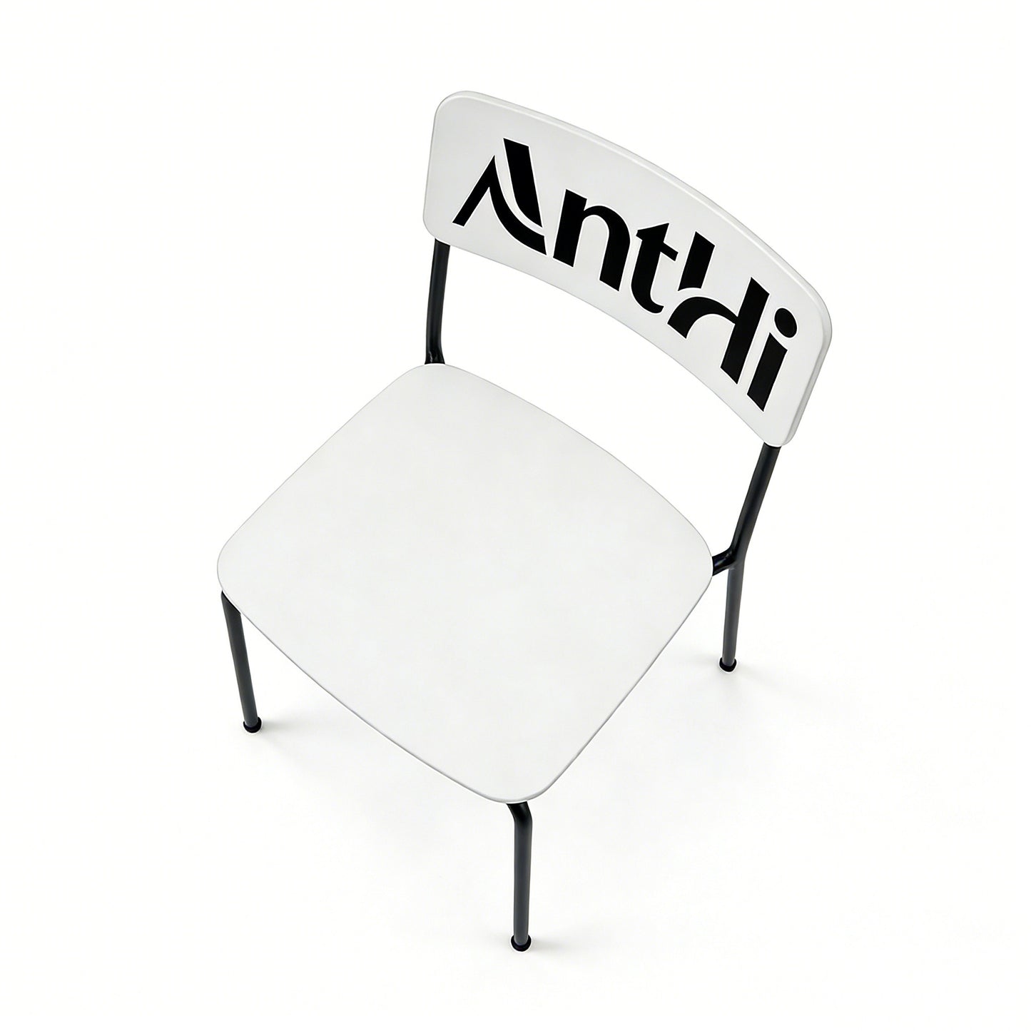 AnthHi Minimalist Black & White Metal Frame Dining Chair with Backrest, Stackable Side Chair for Home, Restaurant, Study & Office, Wear-Resistant & Non-Slip