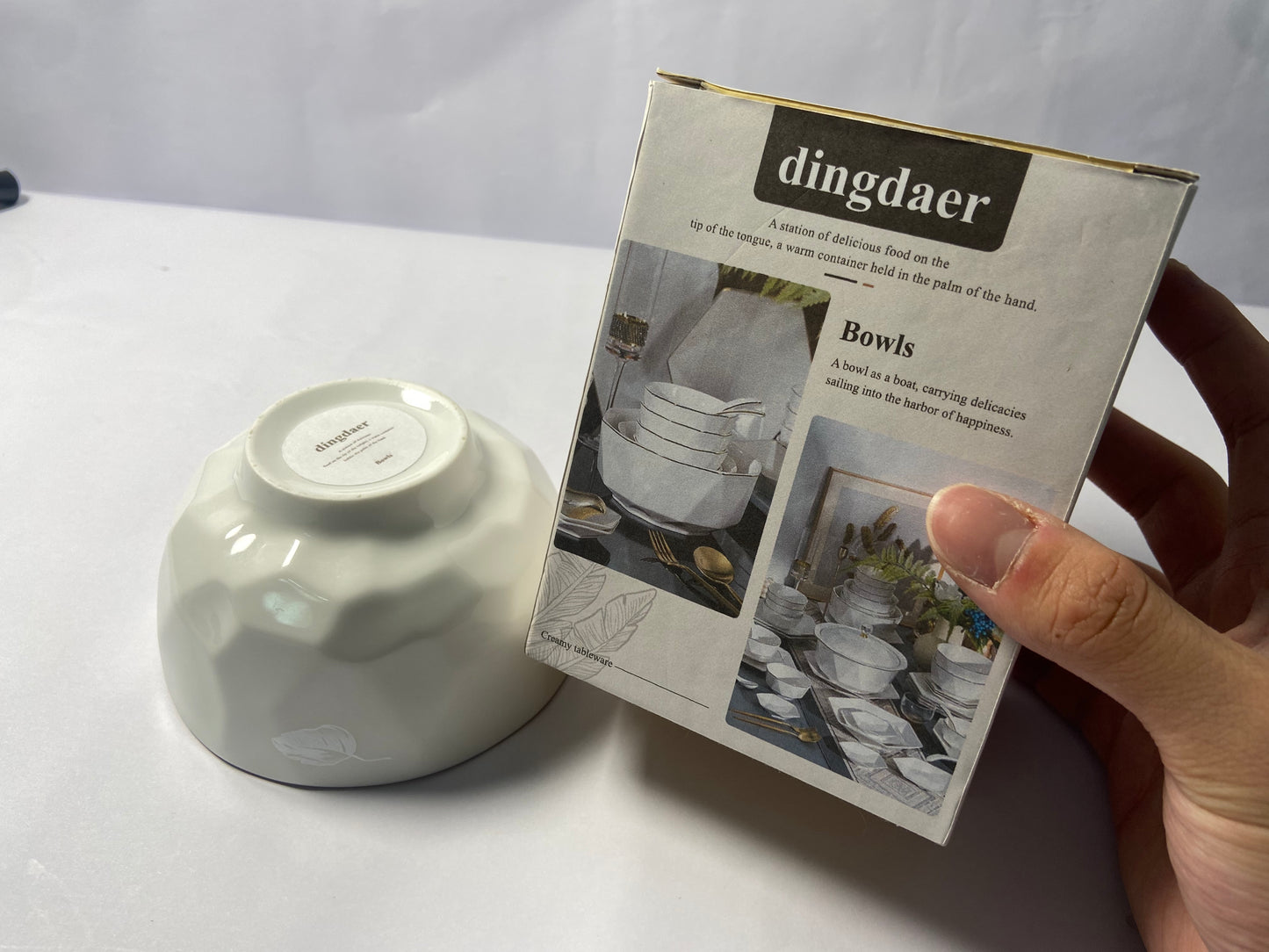 dingdaer Bowls Small Bowls, 10 OZ Ceramic Dessert Bowls, for Kitchen, Side Dishes, Ice Cream Rice Soup Snack Cereal (White Flowers)