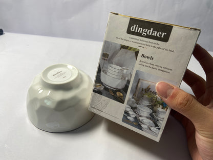 dingdaer Bowls Small Bowls, 10 OZ Ceramic Dessert Bowls, for Kitchen, Side Dishes, Ice Cream Rice Soup Snack Cereal (White Flowers)