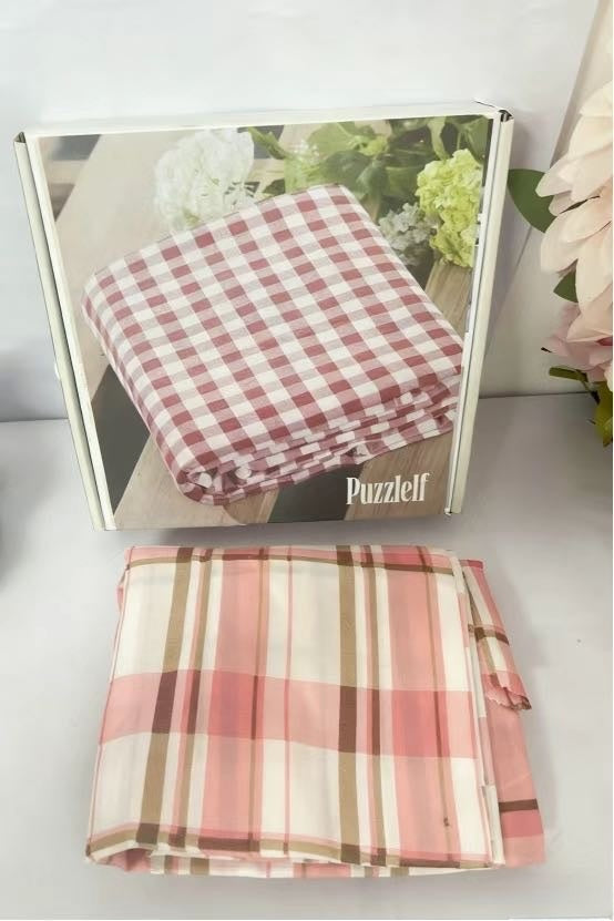 Puzzlelf  Red Gingham Queen Bedsheets, Soft Brushed Microfiber Plaid Queen Bed Sheets