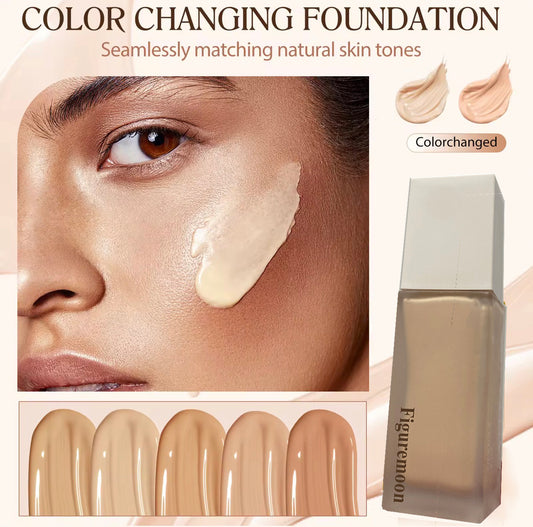Figuremoon Foundation 4 in 1 - Medium Spectrum with SPF 50+, Anti-Aging, Concealer, Sun Protection, Hydrating Color Changing Foundation Makeup Liquid - Longwearing & Waterproof for Sport, Dancing (Gym, 30ml)
