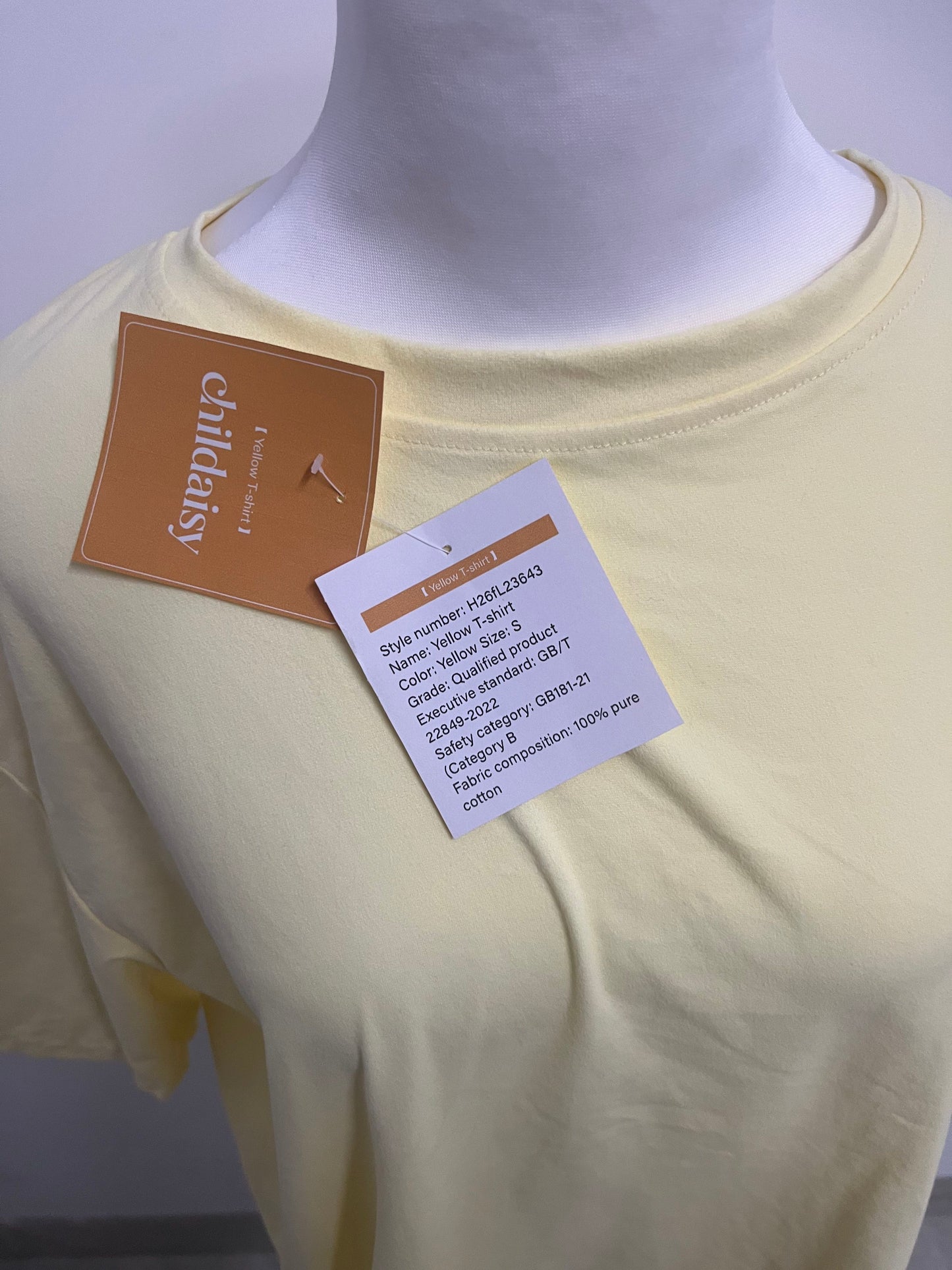 childaisy Yellow Loose Crew Neck Short Sleeve T-Shirt