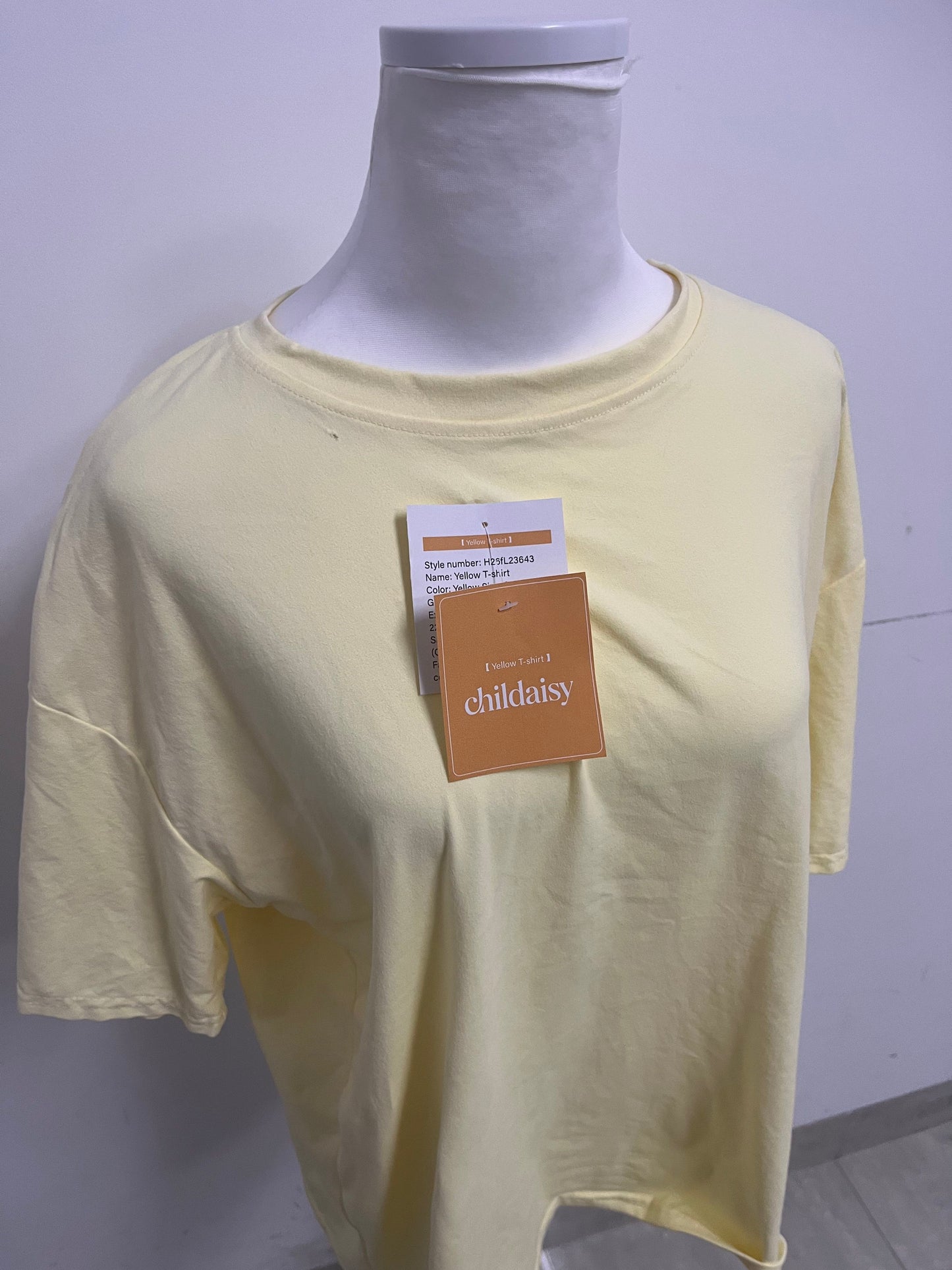 childaisy Yellow Loose Crew Neck Short Sleeve T-Shirt