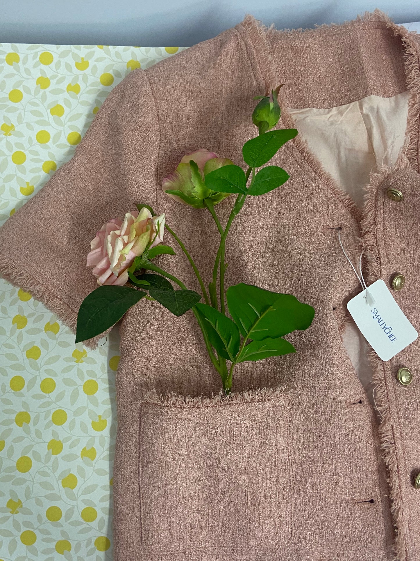 SMALLYCHEE  Vintage Women Woolen Tweed Coat O-Neck Slim Short Jackets Blends Outwear Tops