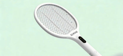 ELWIAE Rechargeable Electric Fly Swatters, 3-Layer Safety Grid Physical Mosquito Zapper, USB Fast Charging Bug Zapper for Home, Silent & Non-Radiation Fly Swatter