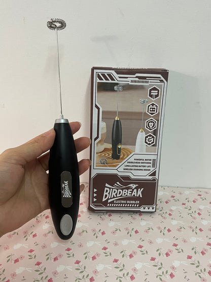 BIRDBEAK Black Handheld Milk Frother Wand for Coffee, Rechargeable Electric Whisk