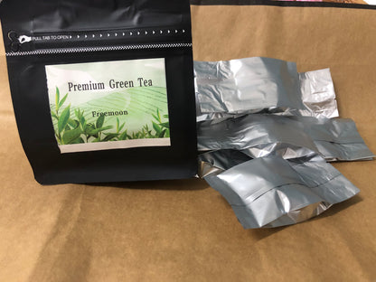 Freemoon Organic Green Tea Bags - 100 Eco-Friendly Tea Bags | Resealable Pack for Freshness | Delicate & Flavory