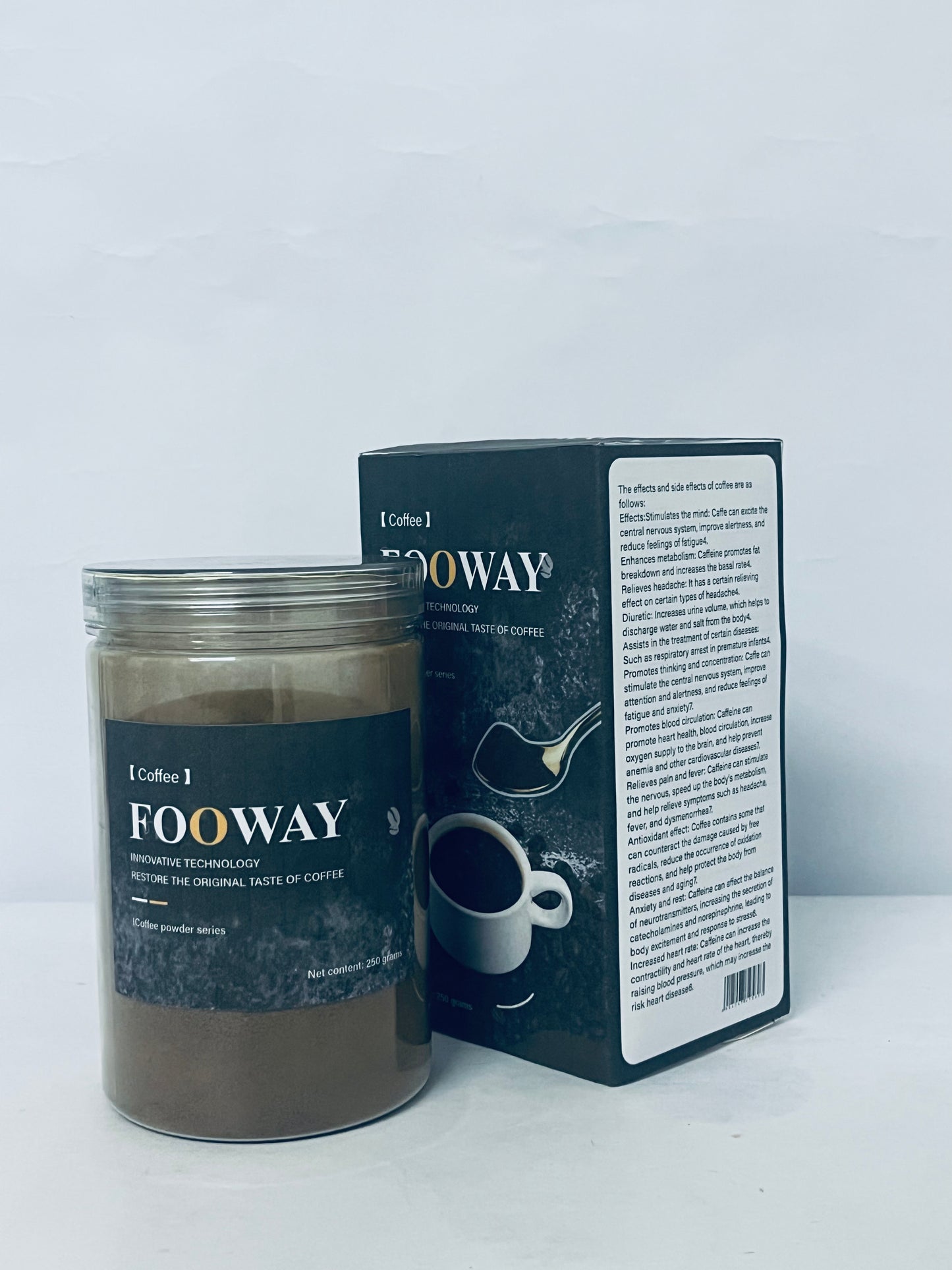 FOOWAY Coffee Espresso Coffee Powder for Baking & Smoothies, Non-GMO Colombian Coffee, Medium Roast, Fine ground