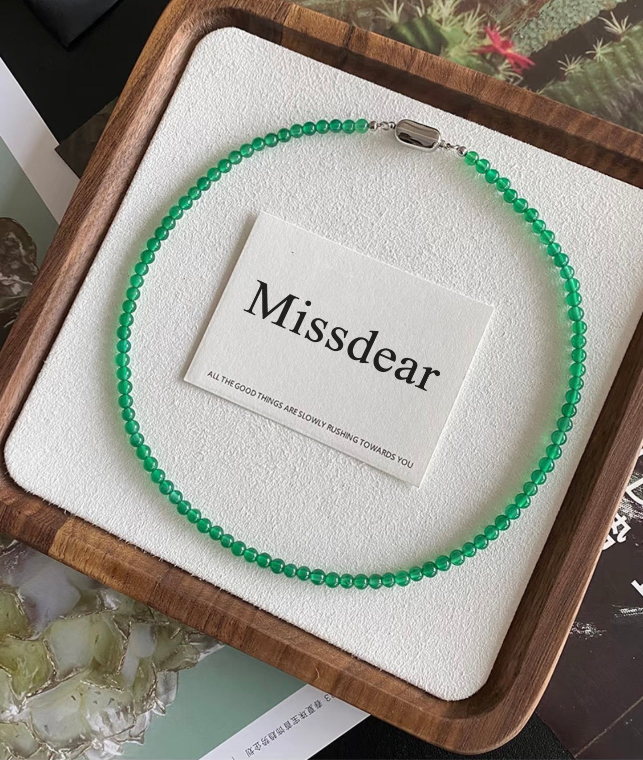 Missdear Choker necklaces Simple Protection Reiki Long Necklaces for Women and Men Spiritual Crystals and Stones Beaded Necklace Unisex