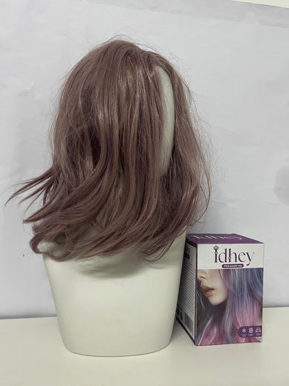 Idhey Medium-Length Slightly Curled Wig, Natural Simulated Scalp, Fashion Styling Wig