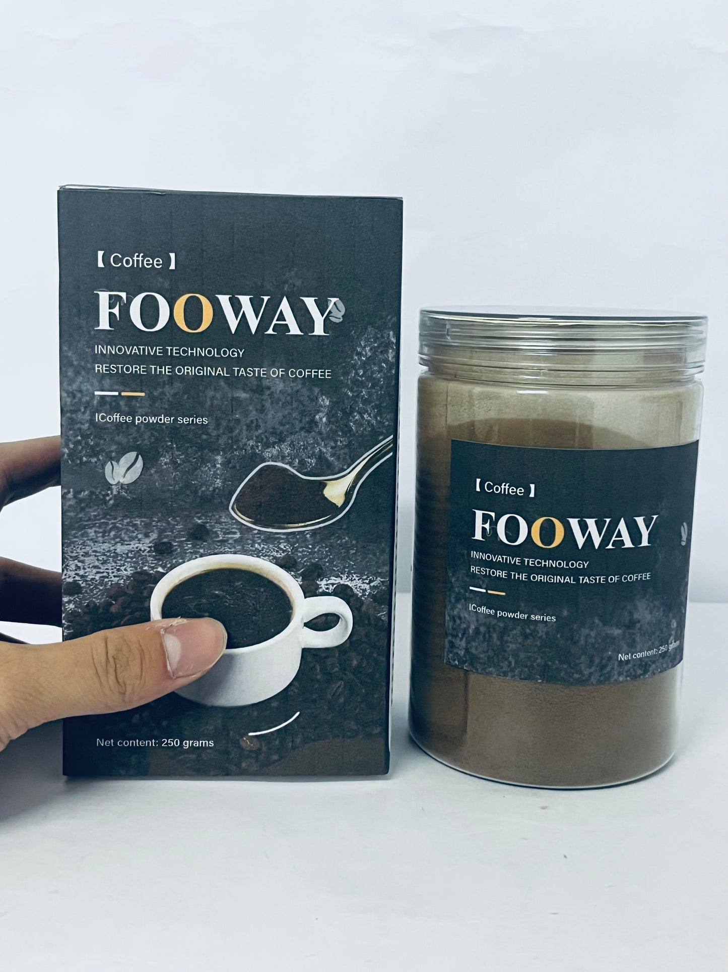 FOOWAY Coffee Espresso Coffee Powder for Baking & Smoothies, Non-GMO Colombian Coffee, Medium Roast, Fine ground