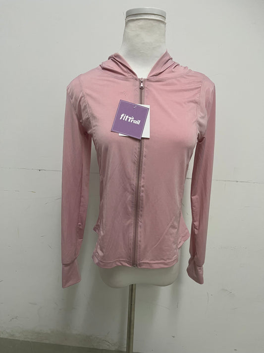 【fitTrail Pastel Pink Hooded Athletic Shirt】—— Flexible & Stylish Activewear for Daily Movement