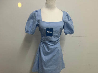 【fitTrail Light Blue Square Neck Ruched Dress】—— Feminine & Comfortable Daily Wear