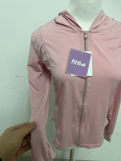 【fitTrail Pastel Pink Hooded Athletic Shirt】—— Flexible & Stylish Activewear for Daily Movement