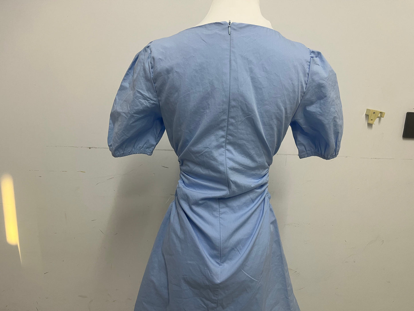 【fitTrail Light Blue Square Neck Ruched Dress】—— Feminine & Comfortable Daily Wear