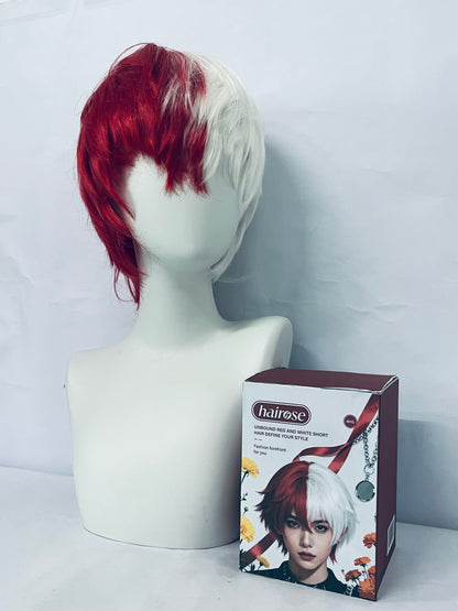 hairose Wigs Unbound Red and White Short Wig: Break Style Boundaries, Define Your Exclusive Fashion