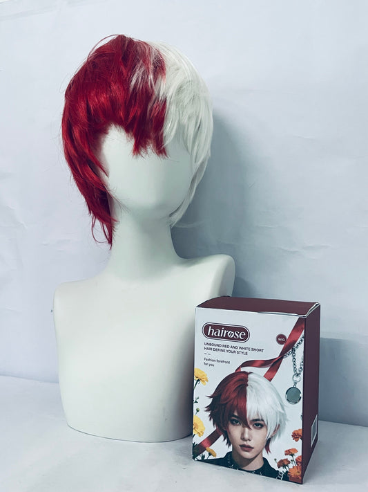 hairose Wigs Unbound Red and White Short Wig: Break Style Boundaries, Define Your Exclusive Fashion