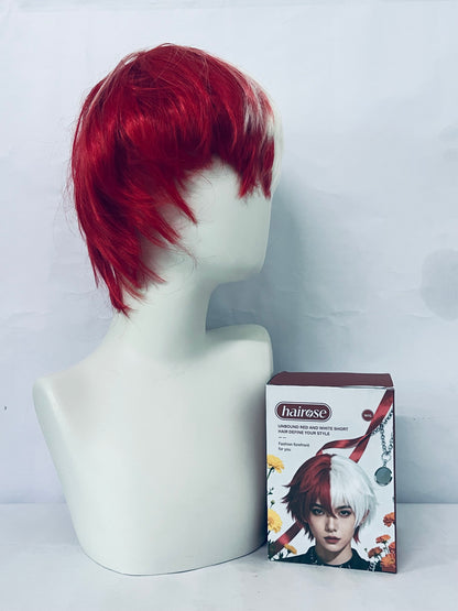 hairose Wigs Unbound Red and White Short Wig: Break Style Boundaries, Define Your Exclusive Fashion