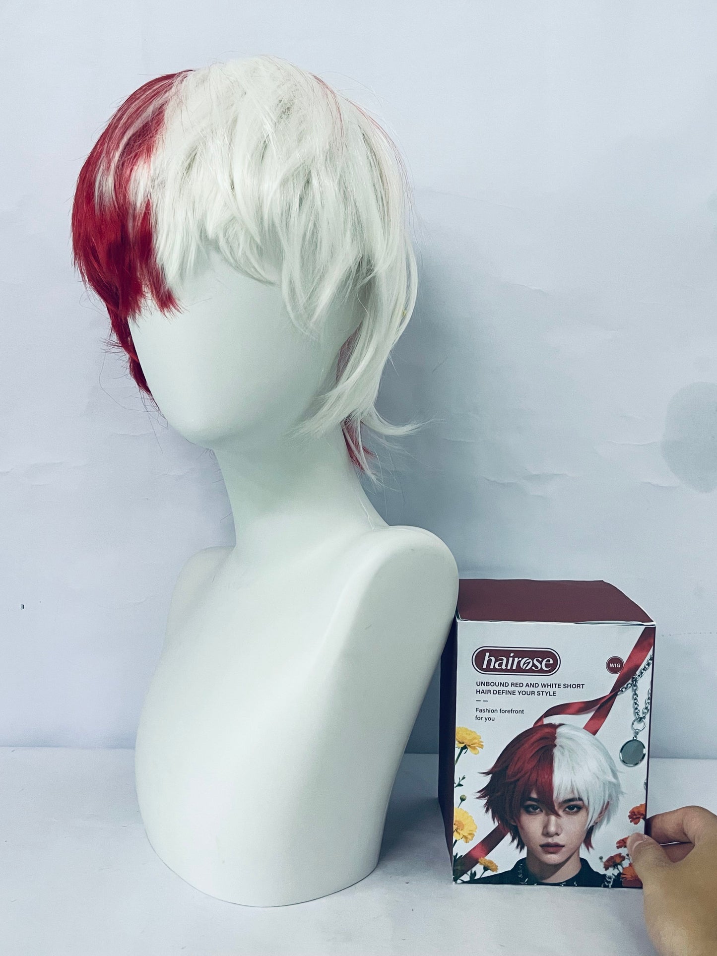 hairose Wigs Unbound Red and White Short Wig: Break Style Boundaries, Define Your Exclusive Fashion