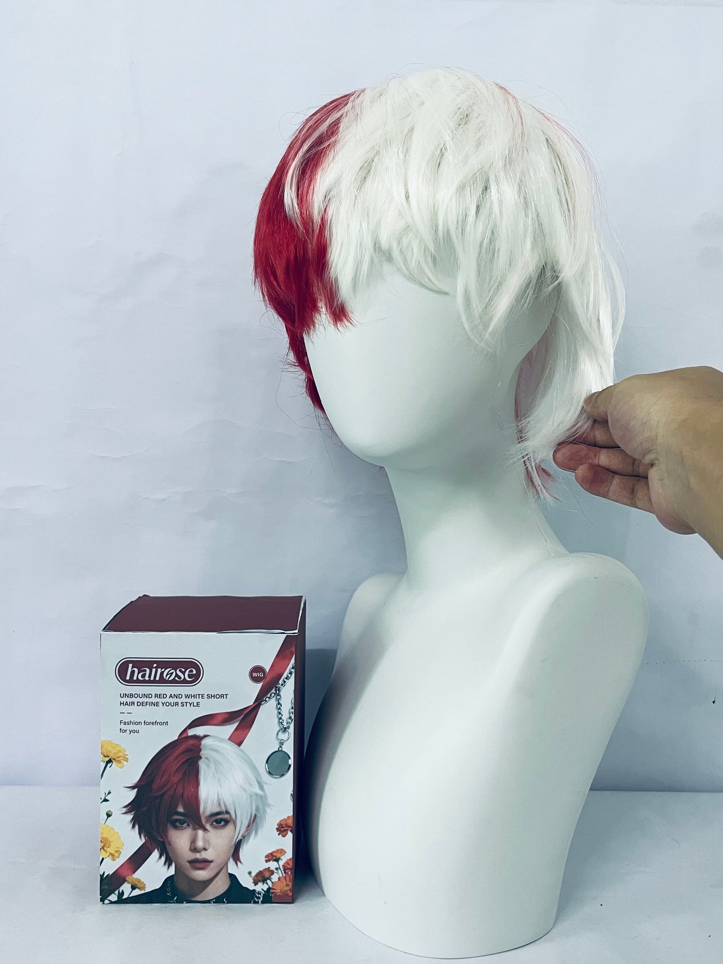 hairose Wigs Unbound Red and White Short Wig: Break Style Boundaries, Define Your Exclusive Fashion