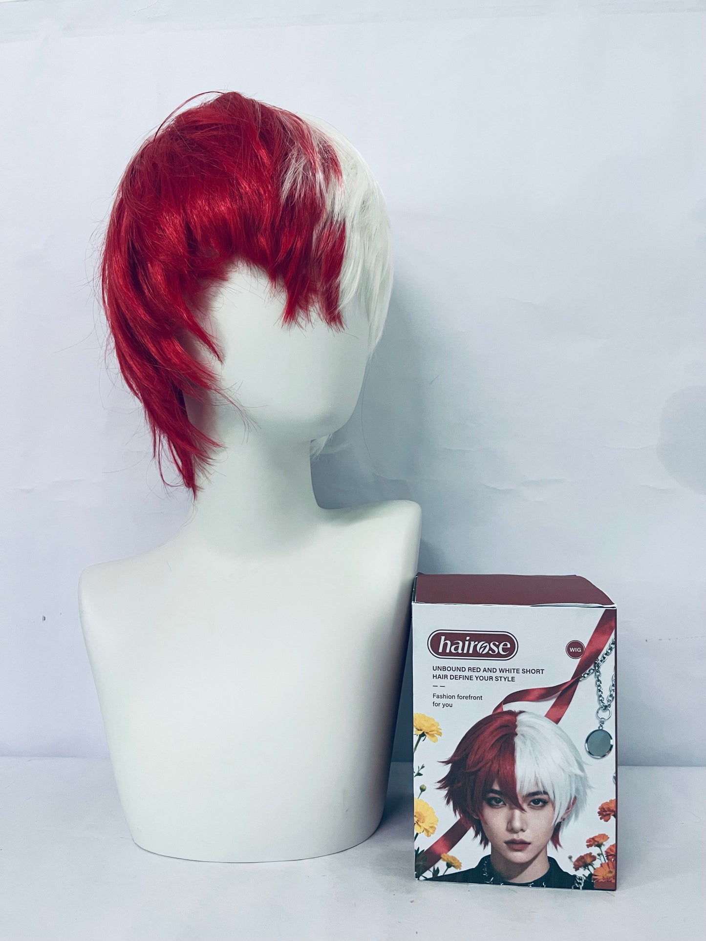 hairose Wigs Unbound Red and White Short Wig: Break Style Boundaries, Define Your Exclusive Fashion