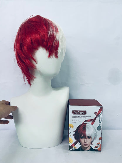 hairose Wigs Unbound Red and White Short Wig: Break Style Boundaries, Define Your Exclusive Fashion