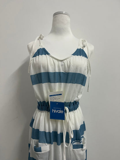 hiVale Women's Striped Spaghetti Strap Dress with Elastic Waist & Pockets