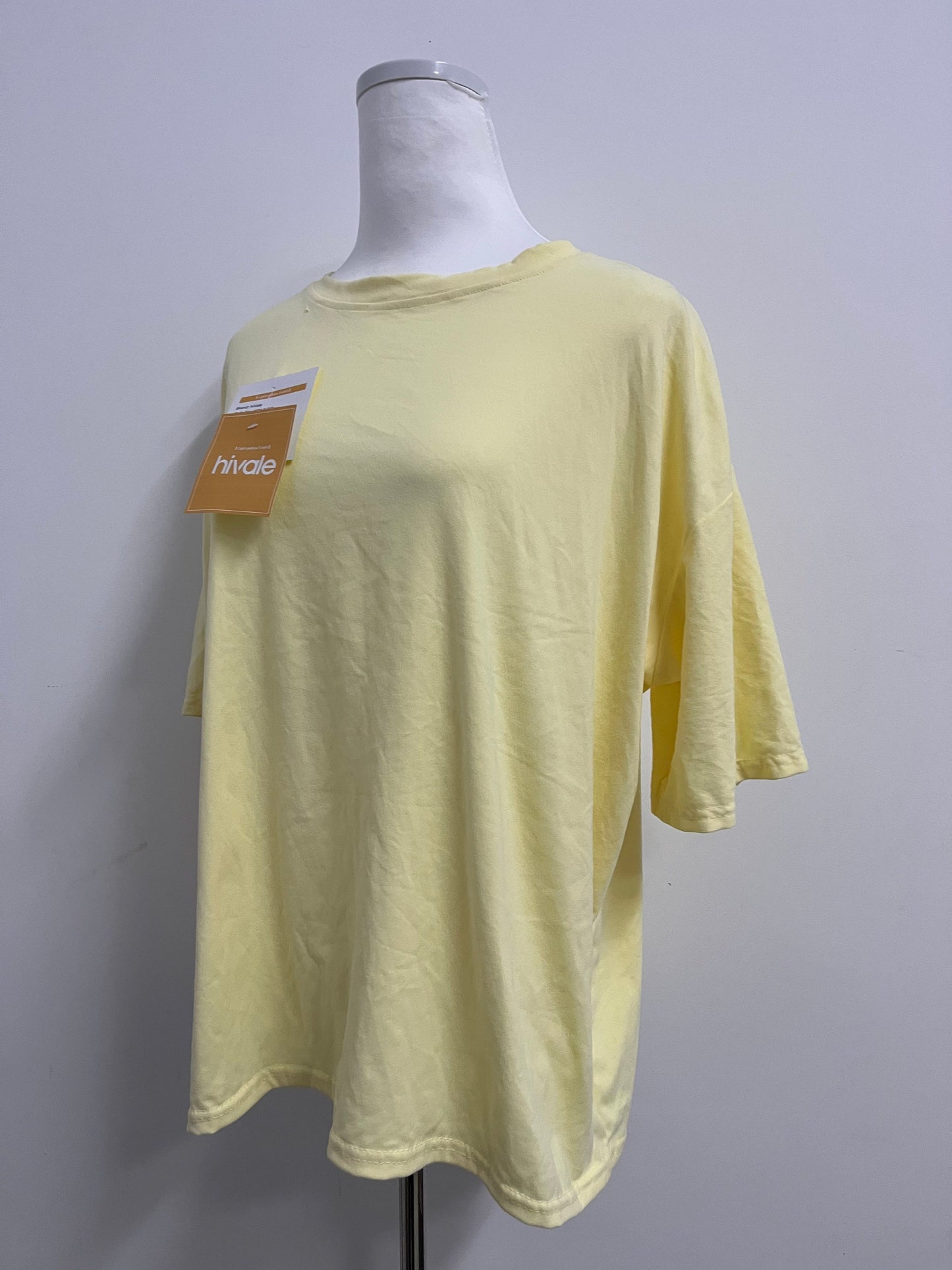 hiVale Women's Oversized Yellow Crew Neck T - shirt