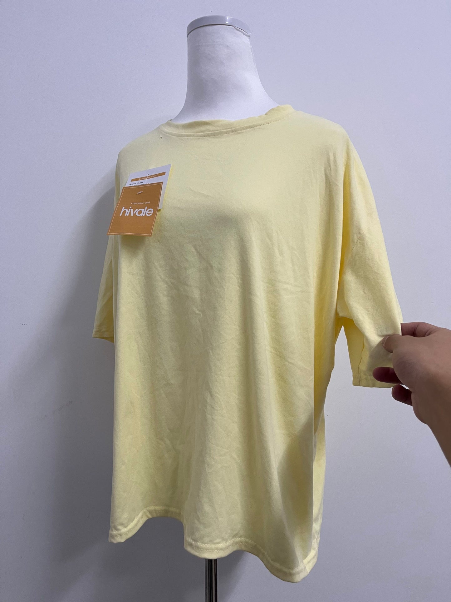 hiVale Women's Oversized Yellow Crew Neck T - shirt