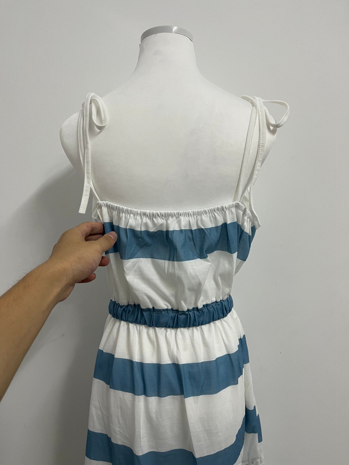 hiVale Women's Striped Spaghetti Strap Dress with Elastic Waist & Pockets