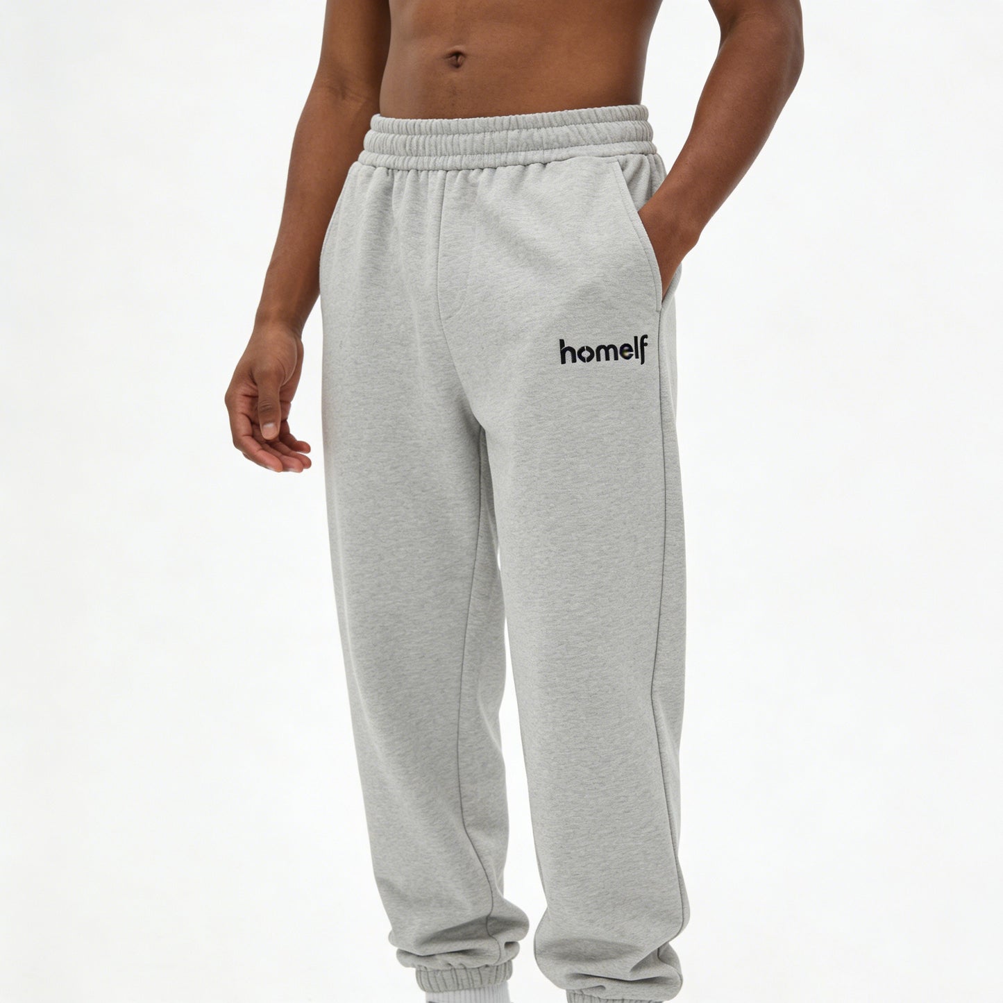 homelf Men's Casual Jogger Sweatpants, Loose Comfortable Athletic Pants, Versatile Daily Commute Trousers, Light Grey