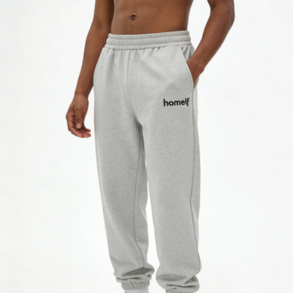 homelf Men's Casual Jogger Sweatpants, Loose Comfortable Athletic Pants, Versatile Daily Commute Trousers, Light Grey