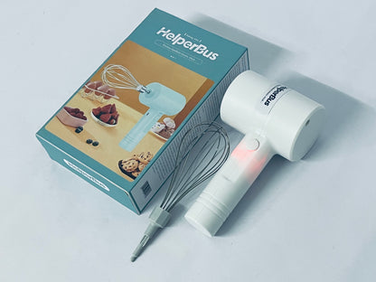 HelperBus Cordless Hand Mixer, Handheld Electric Whisk with 3 Speed Modes, Hand Held Egg Beater