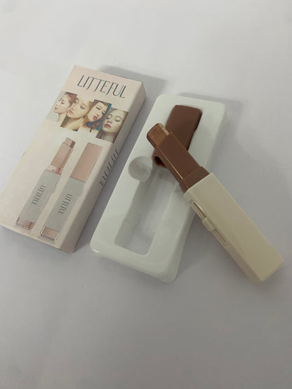 LITTEFUL Eyeshadow 101 Cream-to-Powder Waterproof Shadow Stick – Smoky Tawny Matte – Long-Lasting, Crease-Proof, Muted Brown Matte Eyeshadow with Built-in Smudger