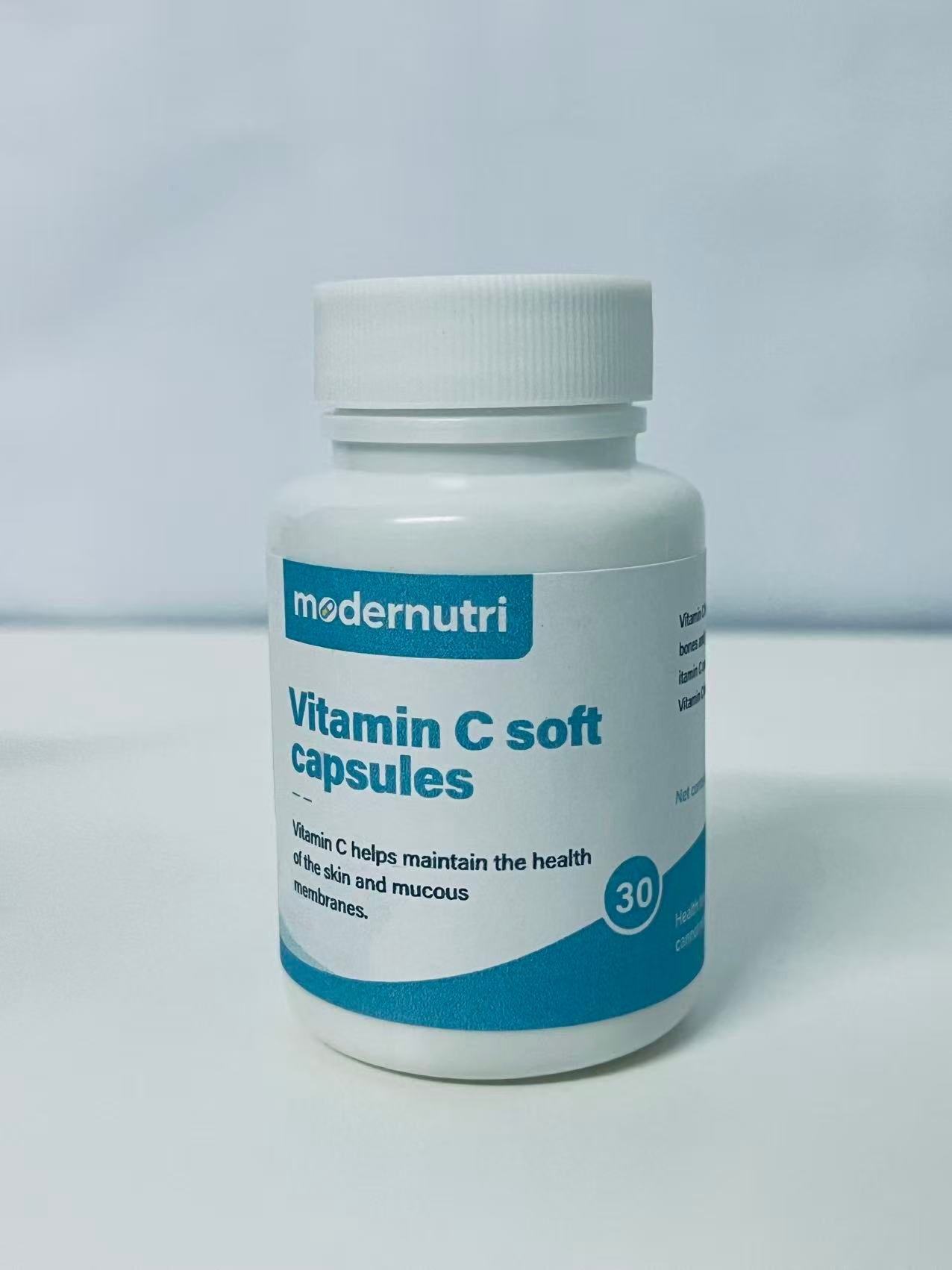modernutri Vitamin C Soft Capsules 30-Count Gentle & Easy to Absorb A Daily Nutritional Choice for Skin & Mucous Membrane Health