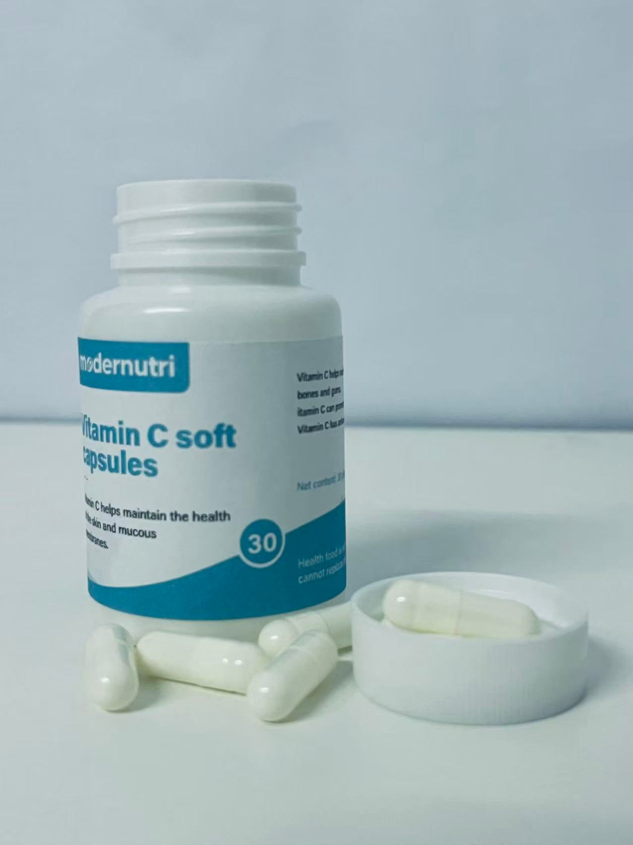 modernutri Vitamin C Soft Capsules 30-Count Gentle & Easy to Absorb A Daily Nutritional Choice for Skin & Mucous Membrane Health