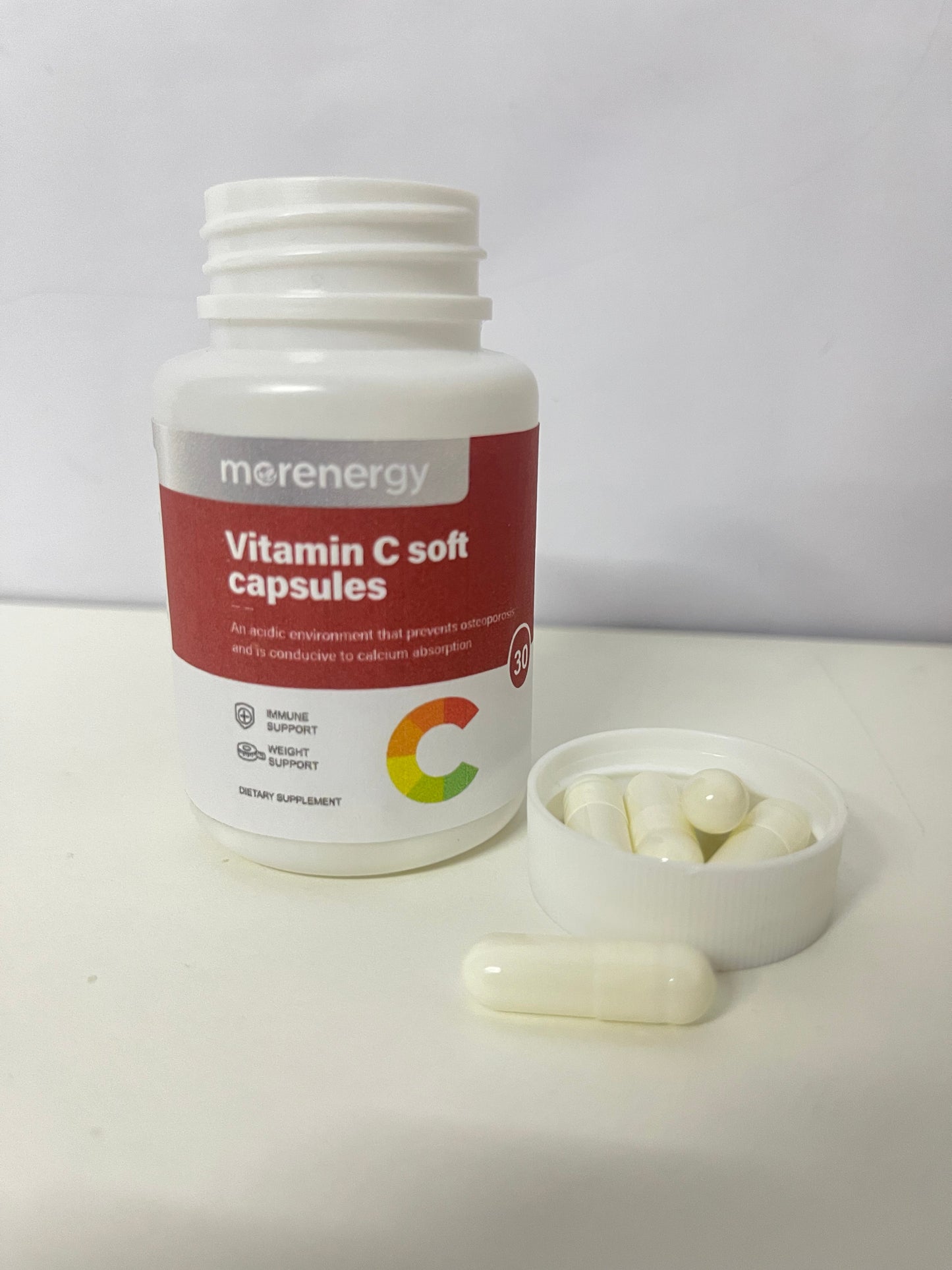 morenergy 30-Count Vitamin C Soft Capsules (Calcium Absorption Support)
