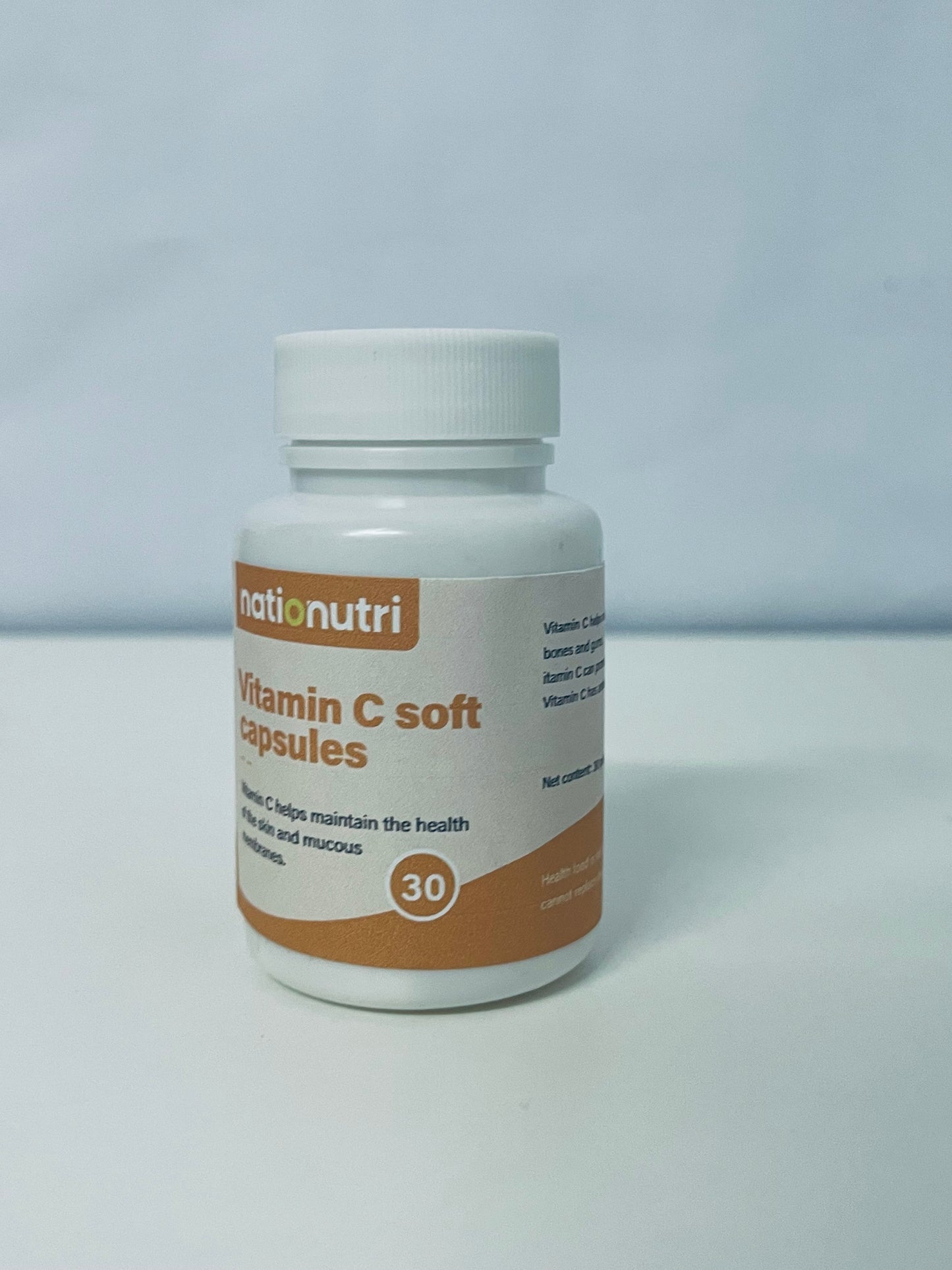 nationutri Vitamin C Soft Capsules - 30 Count, Daily Supplement for Skin & Mucous Membrane Health, Easy-to-Swallow Capsules