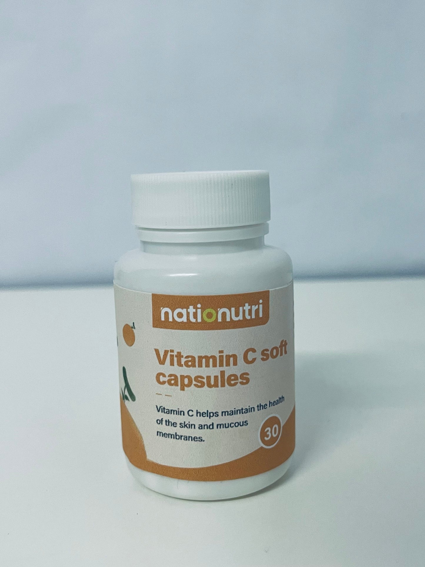 nationutri Vitamin C Soft Capsules - 30 Count, Daily Supplement for Skin & Mucous Membrane Health, Easy-to-Swallow Capsules