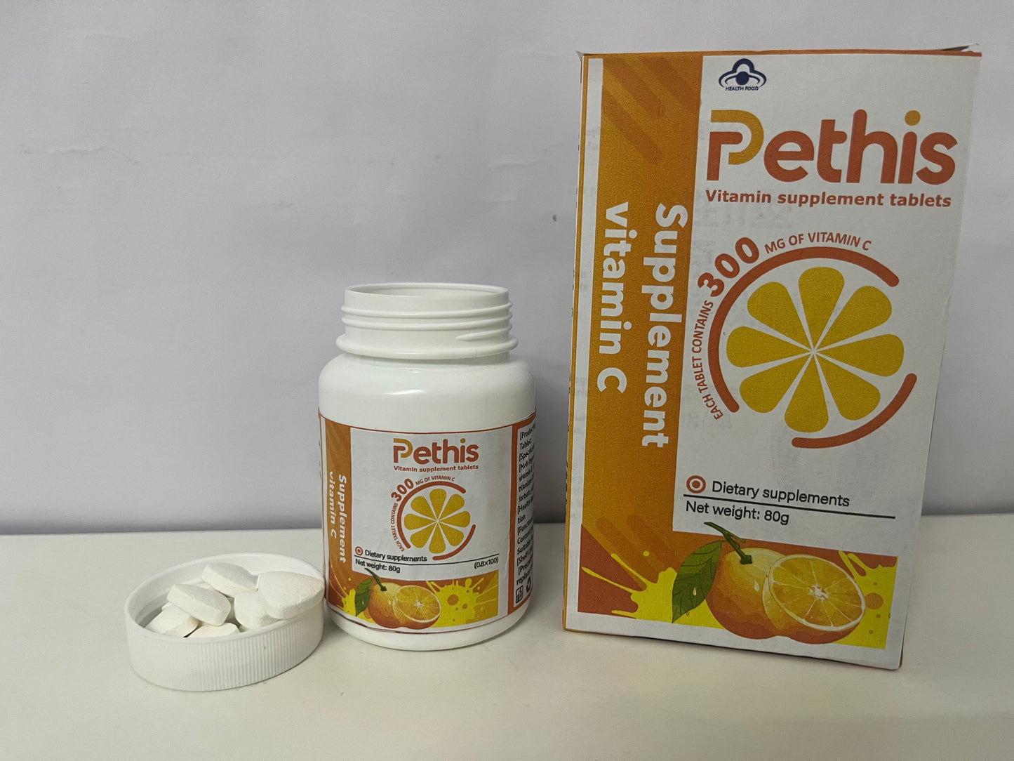 Pethis Vitamin C Supplement Tablets 300mg Vitamin C per Tablet A Portable Health Item for Daily Nutritional Support