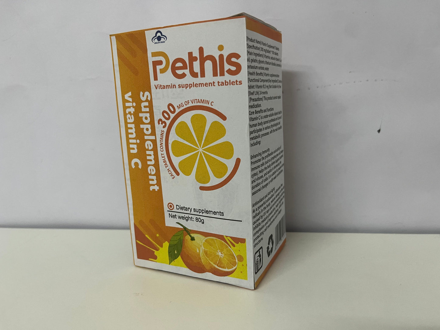 Pethis Vitamin C Supplement Tablets 300mg Vitamin C per Tablet A Portable Health Item for Daily Nutritional Support