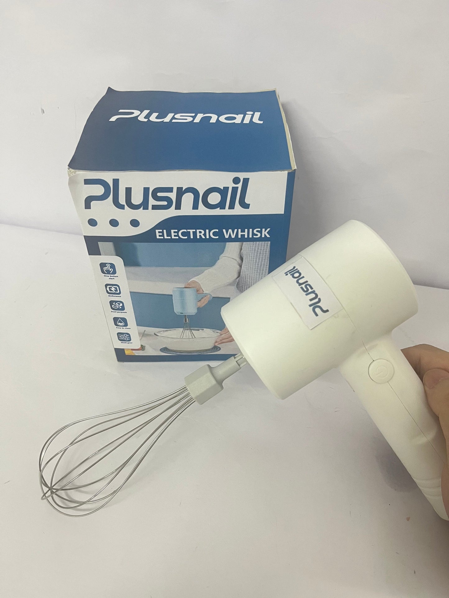 Plusnail Electric Hand Mixer, Portable Whisk Milk Foam Maker, Whisk Beaters, Handheld Electric Mixer for Home