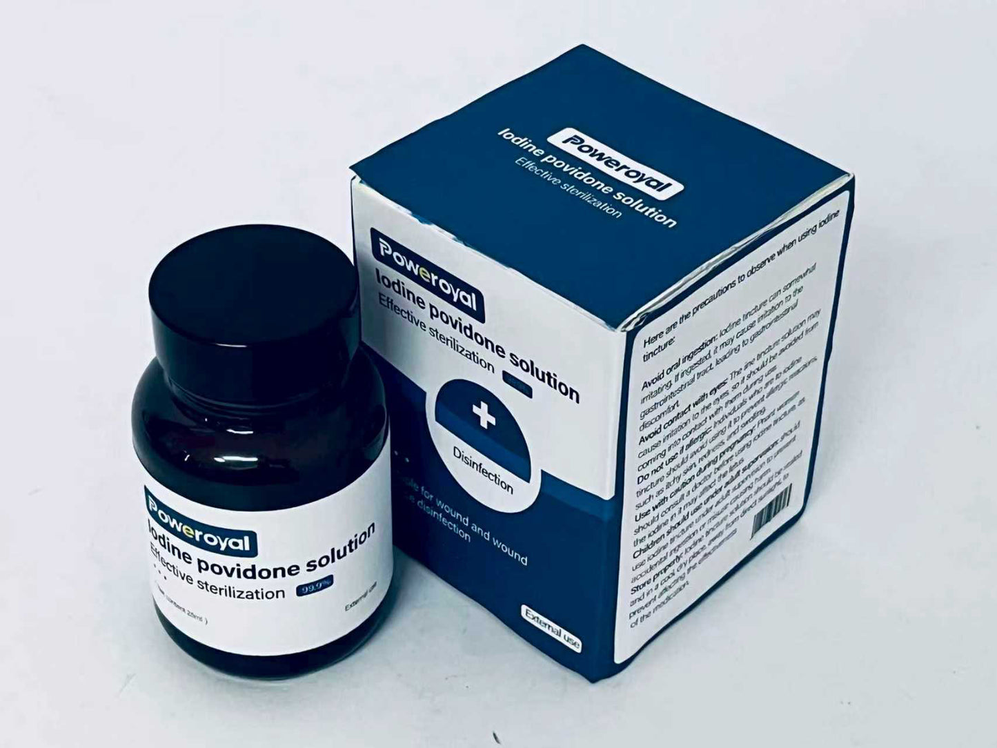 Poweroyal 10% Povidone-Iodine Liquid Topical Solution, Topical Antiseptic for Cuts, Scrapes, Burns, and Minor Skin Wounds