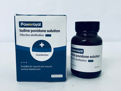 Poweroyal 10% Povidone-Iodine Liquid Topical Solution, Topical Antiseptic for Cuts, Scrapes, Burns, and Minor Skin Wounds