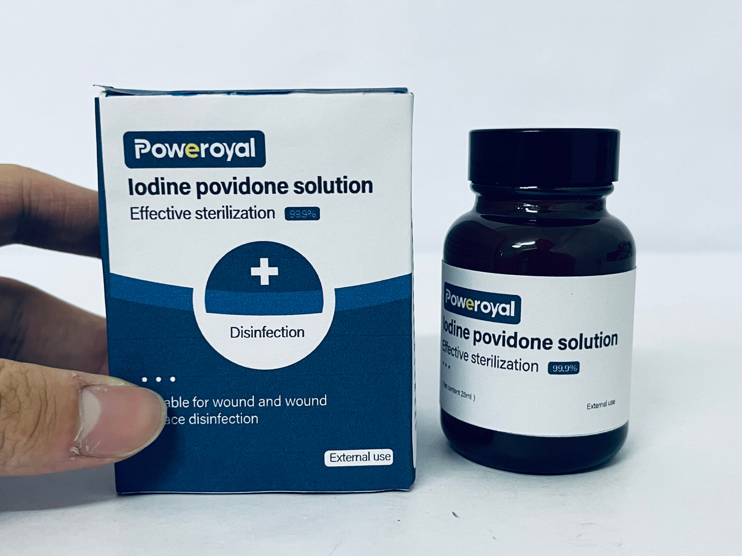 Poweroyal 10% Povidone-Iodine Liquid Topical Solution, Topical Antiseptic for Cuts, Scrapes, Burns, and Minor Skin Wounds